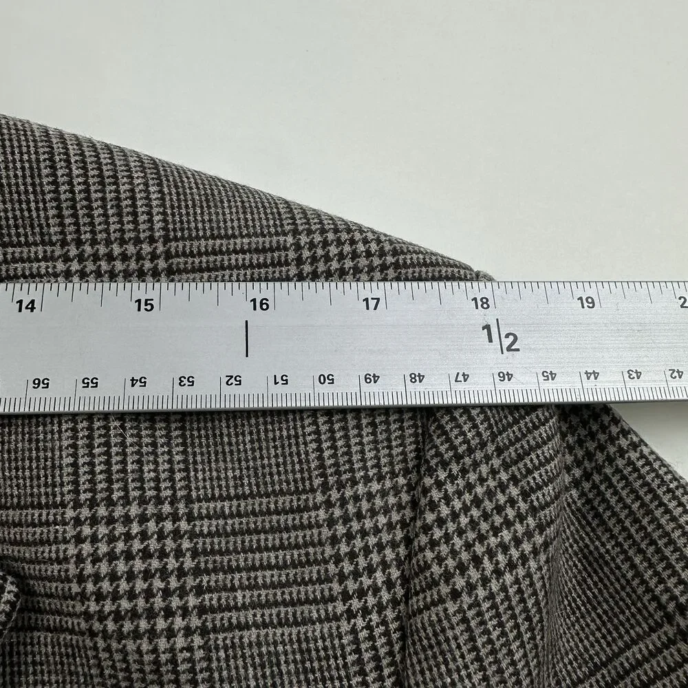 Club Monaco Elbow Patch Equestrian Wool Blazer 40R Brown Plaid Sport coat Jacket